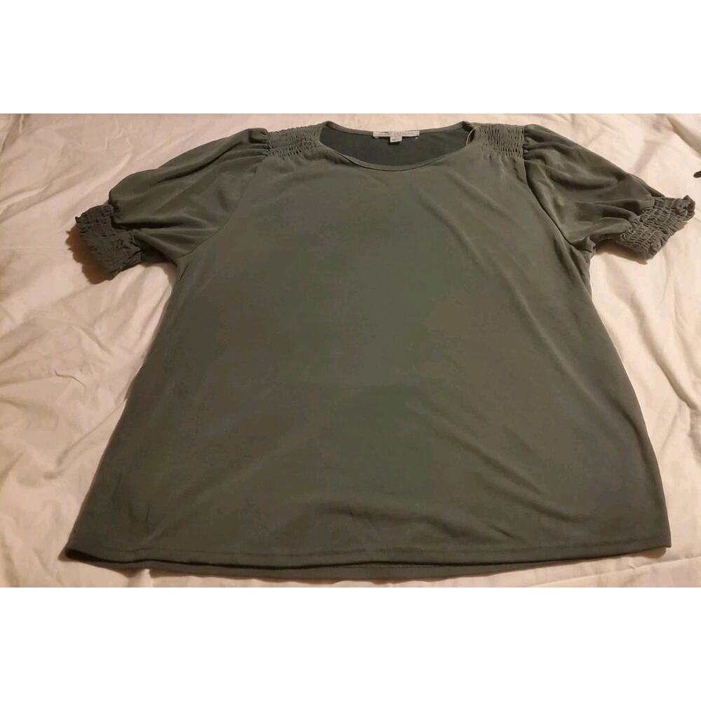 Vintage Women's Blouse Green Large Green Envelope Los Angeles Made In USA Blouse